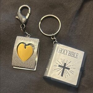 Silver and Gold Bible Keychain Set